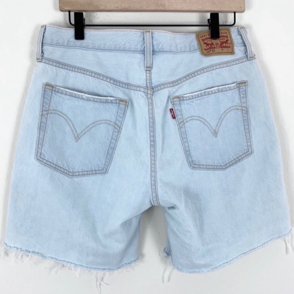 LEVI’S🐎 501 10” High Rise 6” Inseam Distressed Patchwork Denim Bermuda Shorts